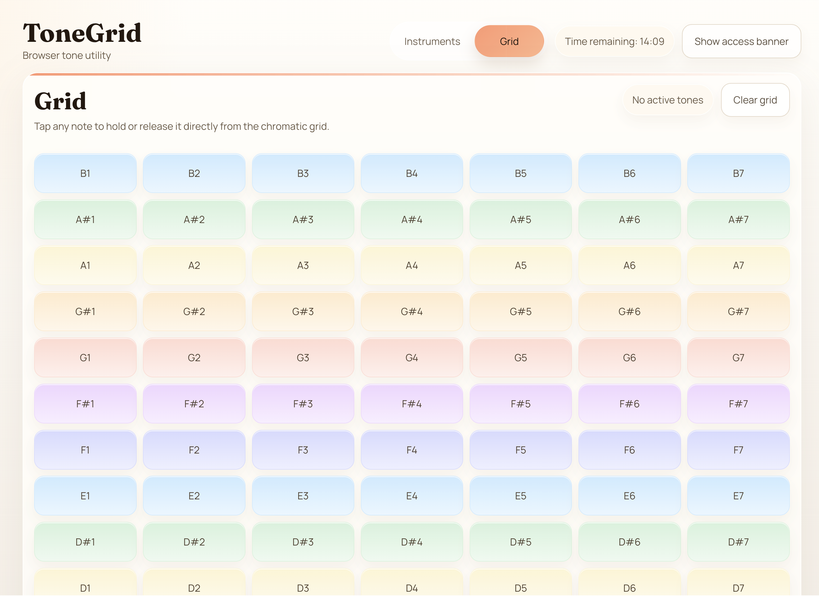 ToneGrid project screenshot